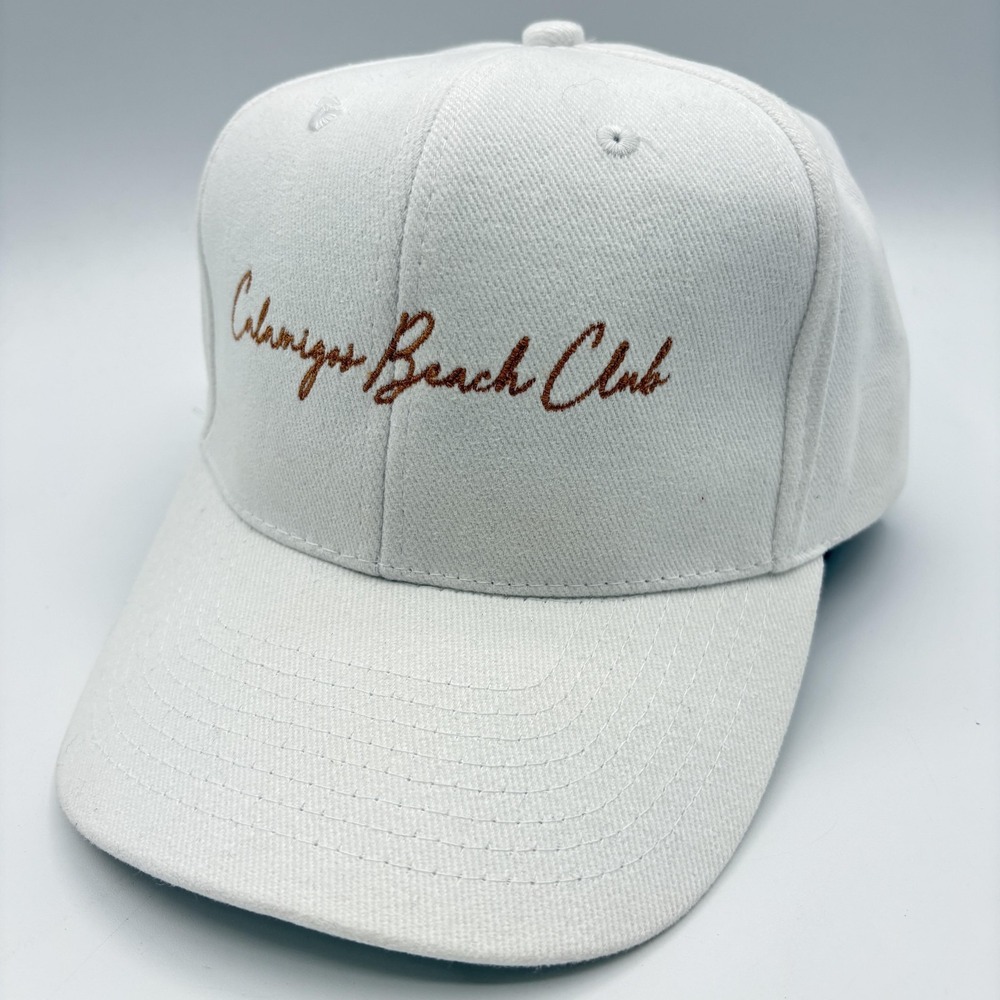 Calamigos Beach Club Malibu Hat Strap Back Cap One Size White Summer 2024 Logo